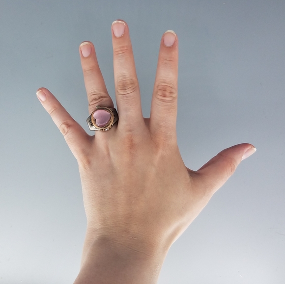 Pink Heart Rose Gold Metaltone Ring Watch - Picture 3 of 11